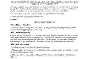 Luật phòng cháy và chữa cháy 2001 27/2001/QH10