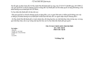 Công văn 2014/UB-ĐT giải quyết nhu cầu nhận chuyển nhượng quyền sử dụng đất ở trên địa bàn thành phố cho đối tượng không có hộ khẩu thường trú
