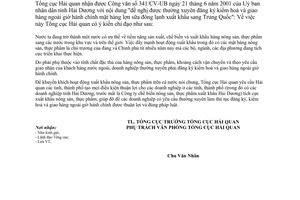 Công văn 2677/TCHQ-VP tạo điều kiện cho hoạt động xuất khẩu hàng nông sản, thực phẩm