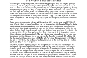 Chỉ thị 25/2001/CT-BGDĐT biện pháp tăng cường công tác giáo dục quốc phòng cơ sở thuộc ngành tình hình mới