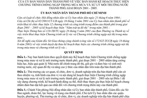 Quyết định 57/2001/QĐ-UB Kế hoạch thực hiện Chương trình chống ngập trong mùa mưa xử lý môi trường nước thành phố giai đoạn 2001-2005