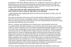 Circular No. 54/2001/TT-BTC, guiding the 2002 state budget estimation, promulgated by the Ministry of Finance