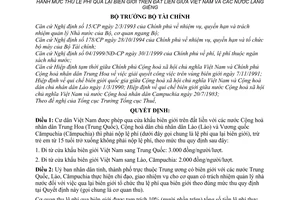 Quyết định 66/2001/QĐ-BTC mức thu lệ phí qua lại biên giới trên đất liền giữa Việt Nam và  nưóc láng giềng
