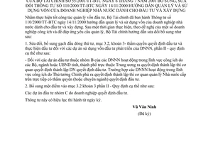 Thông tư 55/2001/TT-BTC quản lý và sử dụng vốn của doanh nghiệp nhà nước dành cho đầu tư xây dựng để bổ sungThông tư  110/2000/TT-BTC