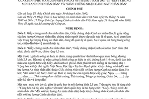 Nghị định 33/2001/NĐ-CP Giấy chứng nhận An ninh nhân dân và Giấy chứng nhận Cảnh sát nhân dân