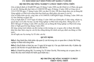 Quyết định 73/2001/QĐ-BNN Quy định phân cấp quản lý cán bộ
