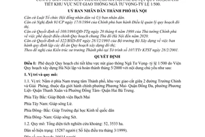 Quiyết định 52/2001/QĐ-UB Quy hoạch chi tiết khu vực nút giao thông Ngã Tư Vọng- Tỷ lệ 1/500