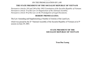 Order No. 06/2001/L-CTN of July 12, 2001, on the promulgation of Law