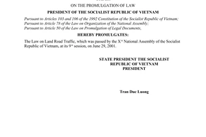 Order No. 07/2001/L-CTN of July 12, 2001, on the promulgation of Law