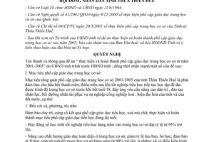 Nghị quyết 5d/2001/NQ-HĐND4 phổ cập giáo dục trung học cơ sở 2001 2005 Thừa Thiên Huế