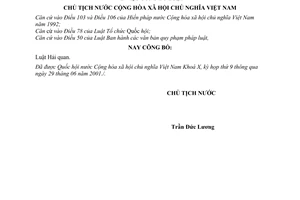 Lệnh công bố luật Hải quan 10/2001/L-CTN