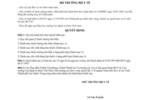 Quyết định 3047/2001/QĐ-BYT Quy chế quản lý thuốc hướng tâm thần thuốc hướng tâm thần tiền chất dùng làm thuốc ở dạng phối hợp