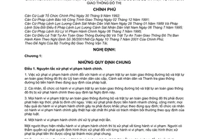 Nghị định 39/2001/NĐ-CP xử phạt vi phạm hành chính hành vi vi phạm trật tự an toàn giao thông đường bộ và trật tự an toàn giao thông đô thị