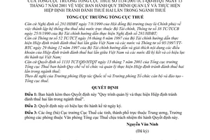Quyết định 1134/2001/TCT-QĐ-HTQT  quy trình quản lý thực hiện hiệp định tránh đánh thuế hai lần trong ngành thuế