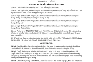 Quyết định 35/2001/QĐ-UB quản lý sử dụng tiền thu xử phạt hành chính trật tự an toàn giao thông Quảng Nam