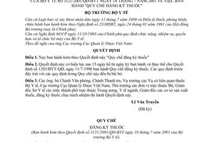 Quyết định 3121/2001/QĐ-BYT Quy chế đăng ký thuốc