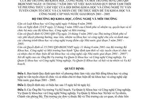 Quyết định 42/2001/QĐ-BKHCNMT phương thức Hội đồng khoa học công nghệ tư vấn tuyển chọn tổ chức cá nhân chủ trì thực hiện đề tài khoa học cấp nhà nước