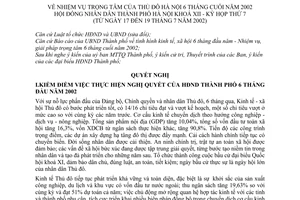 Nghị quyết 30/2002/NQ-HĐ nhiệm vụ trọng tâm của Thủ đô Hà Nội 6 tháng cuối năm 2002