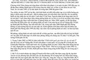 Chỉ thị 17/2001/CT-TTg triển khai Chiến dịch quốc gia tiêm vắc xin phòng bệnh sởi mũi 2 trẻ em 9 tháng đến 10 tuổi 2 năm 2002-2003
