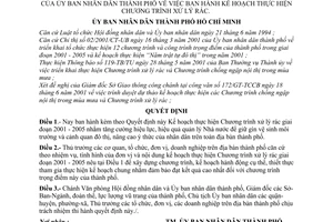 Quyết định 63/2001/QĐ-UB Kế hoạch thực hiện Chương trình xử lý rác