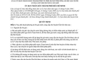 Quyết định 61/2001/QĐ-UB phê duyệt phương án bù giá nước cung cấp cho huyện Cần Giờ