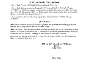 Quyết định 59/2001/QĐ-UB thủ tục hành chính giấy phép khai thác tận thu khoáng sản Lâm Đồng