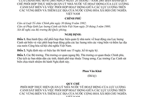 Nghị định 41/2001/NĐ-CP Quy chế phối hợp thực hiện quản lý nhà nước về hoạt động của Lực lượng Cảnh sát biển