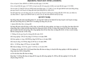 Nghị quyết 25/2001/NQ-HĐND quy hoạch kế hoạch sử dụng đất Lâm Đồng 2000 2010