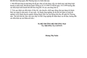 Công văn 2593TM-CSTNTN điều kiện kinh doanh chiết nạp gas