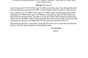 Công văn 6302/TC/TCT thuế suất thuế gía trị gia tăng