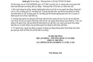 Công văn 2198/LĐTBXH-CSLĐVL vướng mắc khi thực hiện Bộ Luật Lao động