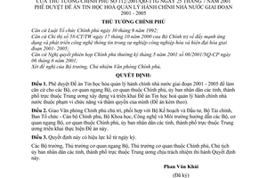 Quyết định 112/2001/QĐ-TTg phê duyệt Đề án tin học hoá quản lý hành chính nhà nước giai đoạn 2001 - 2005