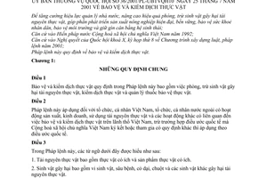 Pháp lệnh Bảo vệ và Kiểm dịch thực vật 2001 36/2001/PL-UBTVQH10