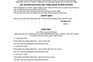 Quyết định 46/2001/QĐ-BKHCNMT tiêu chuẩn Việt Nam