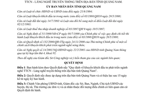 Quyết định 37/2001/QĐ-UB khuyến khích đầu tư phát triển ngành nghề TTCN Làng nghề truyền thống Quảng Nam