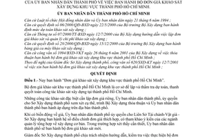 Quyết định 65/2001/QĐ-UB bộ đơn giá khảo sát xây dựng khu vực thành phố Hồ Chí Minh