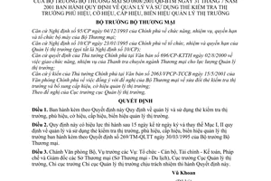 Quyết định 0808/2001/QĐ-BTM  quản lý sử dụng thẻ kiểm tra thị trường phù cờ cấp biển hiệu quản lý thị trường