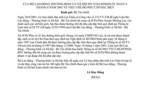 Công văn 2324/LĐTBXH-TL chế độ phụ cấp đặc biệt