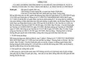 Công văn 2385/LĐTBXH-TL thực hiện chế độ B, C, K theo NĐ 23/1999/NĐ-CP