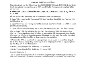 Công văn 3112/TM/KH lập kế hoạch giải ngân các chương trình dự án ODA năm 2002