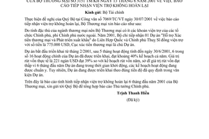 Công văn 3151/TM/KH báo cáo tiếp nhận viện trợ không hoàn lại