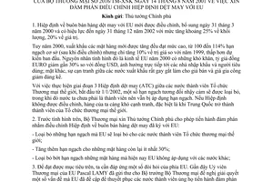 Công văn 2016/TM-XNK xin đàm phán điều chỉnh Hiệp định dệt may với EU