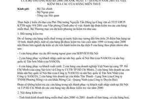 Công văn 2066/TM-XNK kiểm tra các cửa hàng miễn thuế