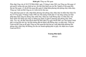 Công văn 2022/C11(C23) thủ tục hải quan, quản lý xuất nhập khẩu phương tiện phòng cháy, chữa cháy