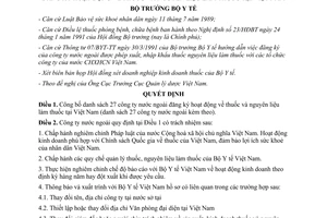 Quyết định 3376/2001/QĐ-BYT công ty nước ngoài đăng ký hoạt động về thuốc