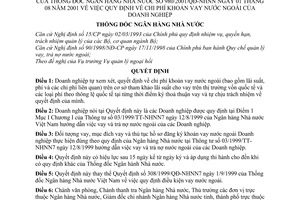 Quyết định 980/2001/QĐ-NHNN chi phí khoản vay nước ngoài của Doanh nghiệp