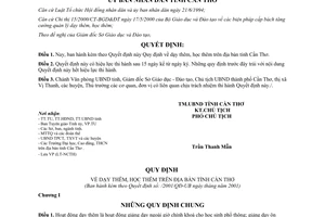 Quyết định 52/2001/QĐ.UB ban hành Quy định dạy thêm học thêm Cần Thơ