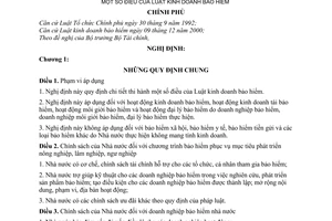 Nghị định 42/2001/NĐ-CP hướng dẫn thi hành Luật kinh doanh bảo hiểm