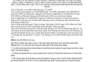 Thông tư 18/2001/TT-BYT hướng dẫn việc xét cấp chứng chỉ hành nghề kinh doanh dược phẩm bổ sung Thông tư 01/2001/TT-BYT