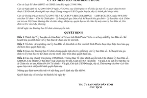 Quyết định 59/2001/QĐ-UB Thành lập Ủy ban Dân số Gia đình Trẻ em Bình Phước